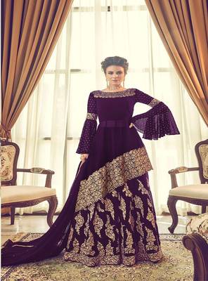 Purple Embroidered Georgette Salwar 1