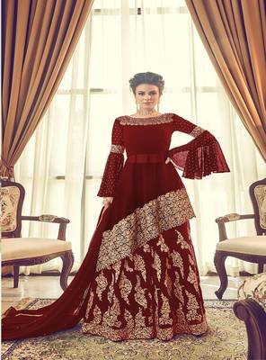 Maroon Embroidered Georgette Salwar 1