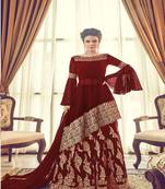 Maroon Embroidered Georgette Salwar