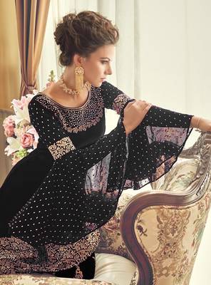 Black Embroidered Georgette Salwar 4
