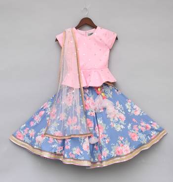 Pink And Blue Lehenga Set 1