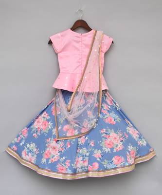 Pink And Blue Lehenga Set 2