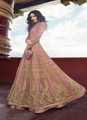 Pink embroidered net salwar 2