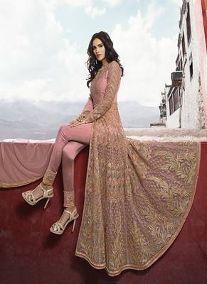 Pink embroidered net salwar 3