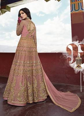 Pink embroidered net salwar 4