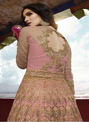Pink embroidered net salwar 5