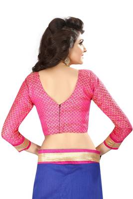 Pink Jacquard cotton Silk Unstiched Blouse Fabrics Piece.  2