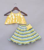 Yellow Soft Sequence Top with Pleated Skirt