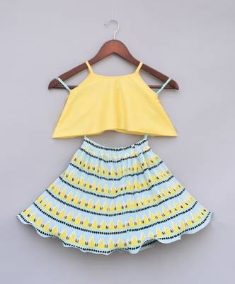 Yellow Soft Sequence Top with Pleated Skirt 3