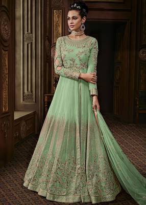 Light Green embroidered faux georgette salwar 1