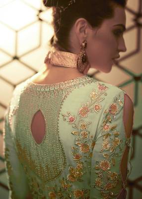 Light Green embroidered faux georgette salwar 3