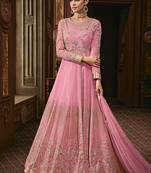 Pink embroidered faux georgette salwar