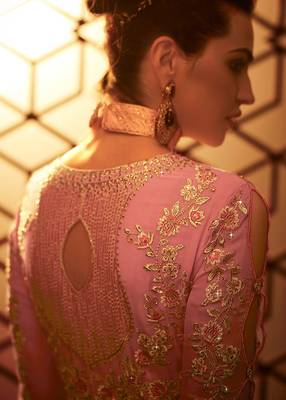 Pink embroidered faux georgette salwar 3