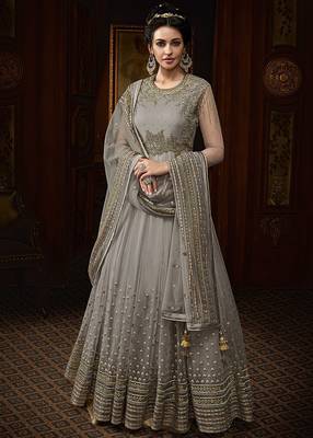 Grey embroidered net salwar 1