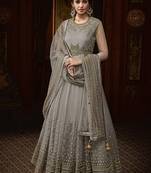 Grey embroidered net salwar