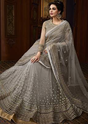 Grey embroidered net salwar 2