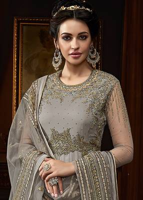 Grey embroidered net salwar 3