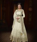 White embroidered net salwar