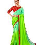 Green Plain Art Silk Sarees Saree With Blouse