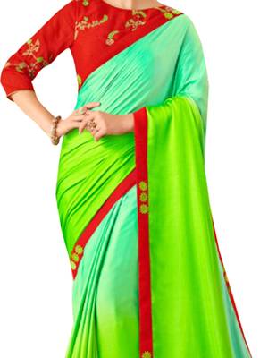 Green Plain Art Silk Sarees Saree With Blouse 2