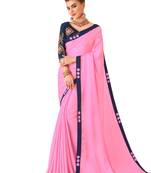 Pink Plain Art Silk Sarees Saree With Blouse