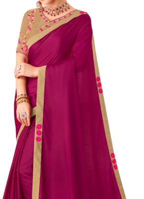 Purple Plain Art Silk Sarees Saree With Blouse 2