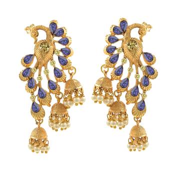 Saizen Gold Plated Fancy Party Wear Stylish Pearl Alloy Jhumki Earring Alloy Drops & Danglers 1