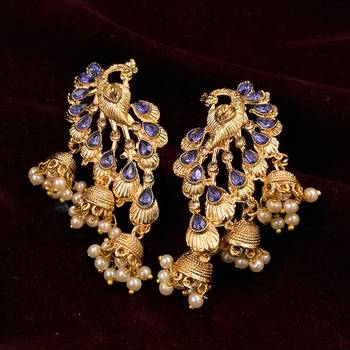 Saizen Gold Plated Fancy Party Wear Stylish Pearl Alloy Jhumki Earring Alloy Drops & Danglers 4