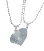 Saizen Couples Heart And Key Locket With 2 Chain Stainless Steel Pendant For Unisex
