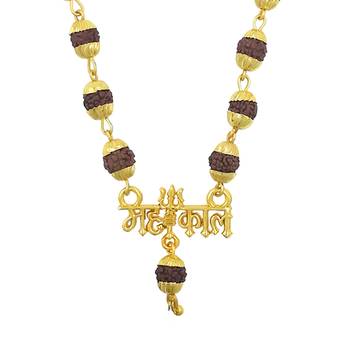 Religious Jewelry Loard Shiva Mahakal Locket Gold-Plated Beads Brass, Wood Pendant 1