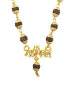 Religious Jewelry Loard Shiva Mahakal Locket Gold-Plated Beads Brass, Wood Pendant