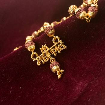 Religious Jewelry Loard Shiva Mahakal Locket Gold-Plated Beads Brass, Wood Pendant 4