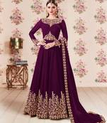 Purple Faux Georgette Designer Anarkali Suit