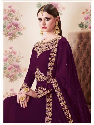 Purple Faux Georgette Designer Anarkali Suit 2