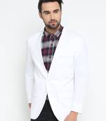 White Printed Single Breasted Casual Men Blazer