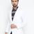 White Printed Single Breasted Casual Men Blazer