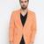 Orange Printed Single Breasted Casual Men Blazer