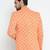 Orange Printed Single Breasted Casual Men Blazer