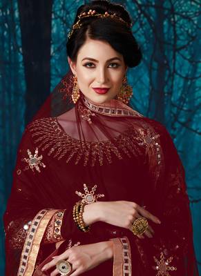 Maroon Embroidered Georgette Salwar 2
