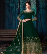Dark-Green Embroidered Georgette Salwar