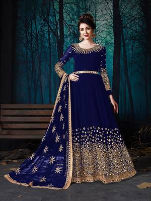Blue embroidered georgette salwar 1