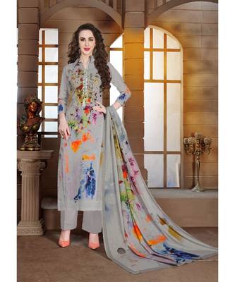grey embroidered lawn semi stitched salwar with dupatta 1