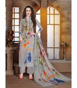 grey embroidered lawn semi stitched salwar with dupatta