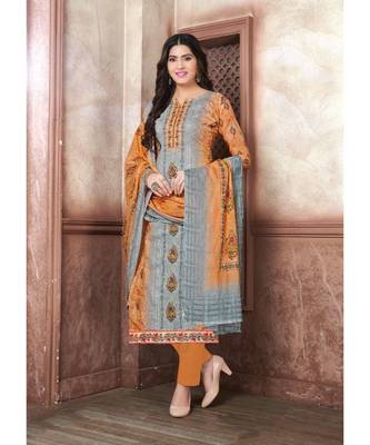 multicolor embroidered lawn semi stitched salwar with dupatta 1