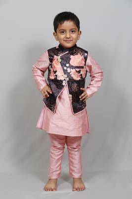 kurta and pant with heavy swede jacket 1