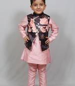 kurta and pant with heavy swede jacket