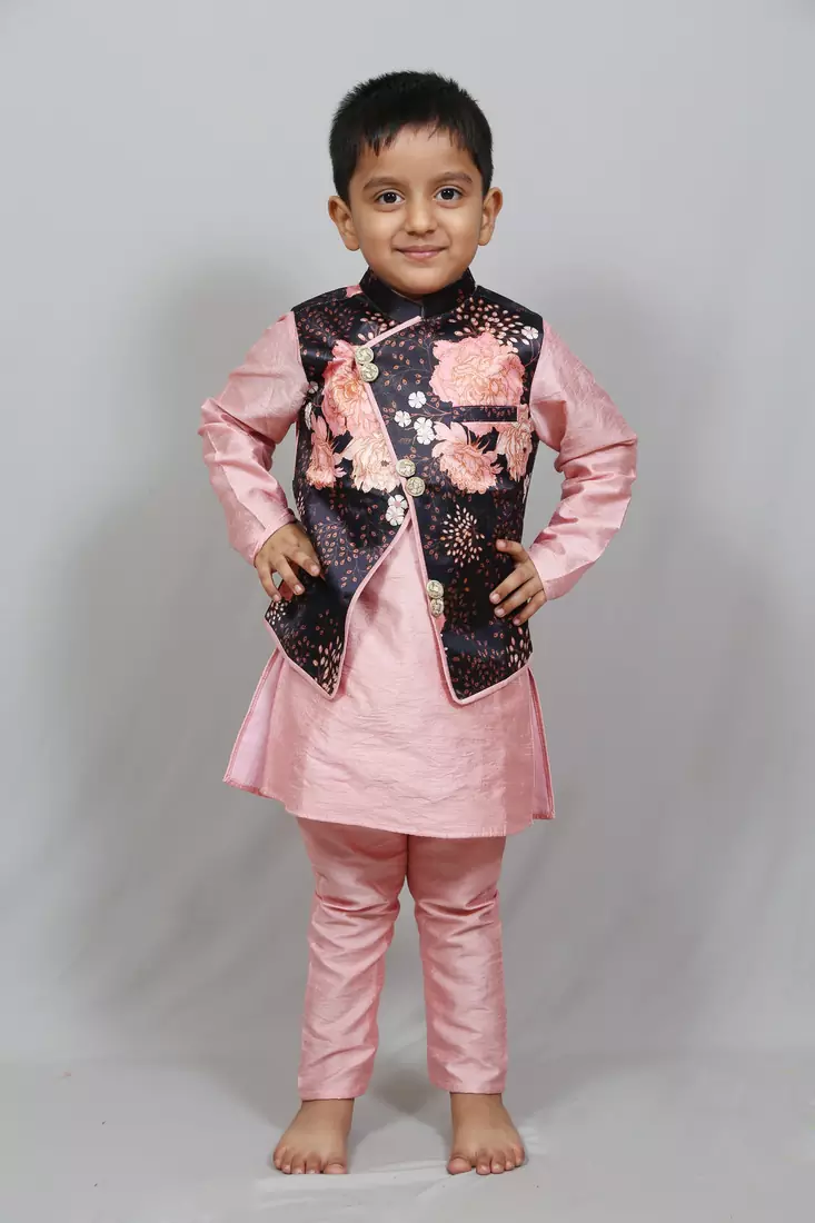 kurta and pant with heavy swede jacket