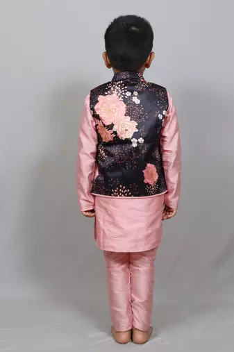 kurta and pant with heavy swede jacket