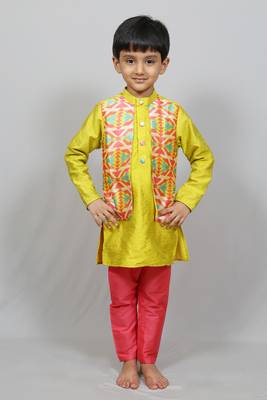 kurta pajama with printed jacket 1