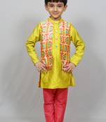 kurta pajama with printed jacket